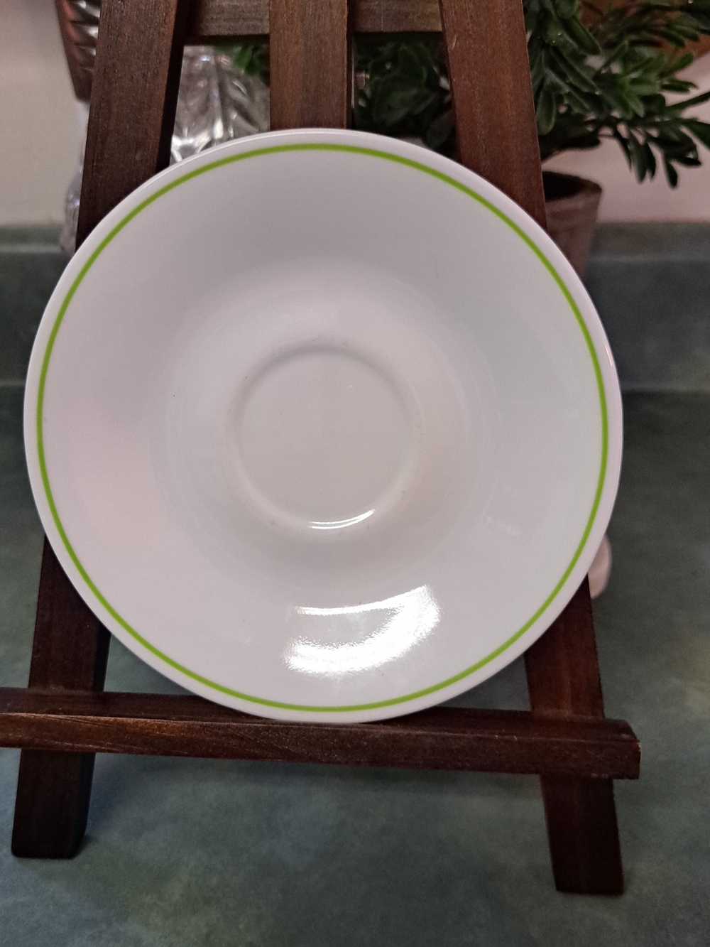 Corelle White Porcelain Bowl with Lime Green Rim - Home Dining